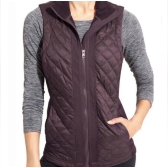 Athleta Jackets & Coats Athleta Burgundy 2 Way Zip Ventilated